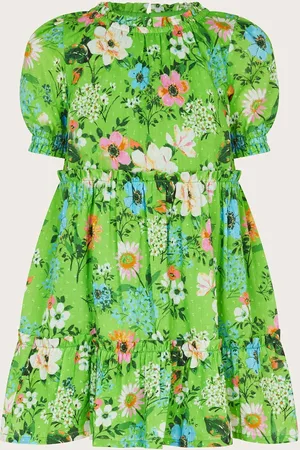 Monsoon Puff Sleeve Floral Print 100% Cotton Dress 10 Years (140cm)