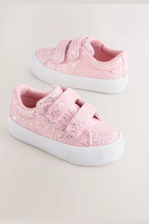Next Pink Glitter Standard Fit (F) Chunky Trainers With Touch Fastening AU 7 (EU 24)