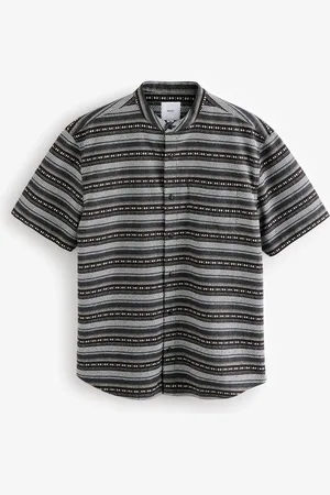 Next Textured Stripe Short Sleeve Shirt XL