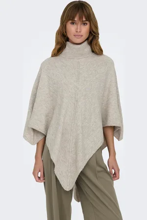 JDY Cream Roll Neck Poncho AU 12-14