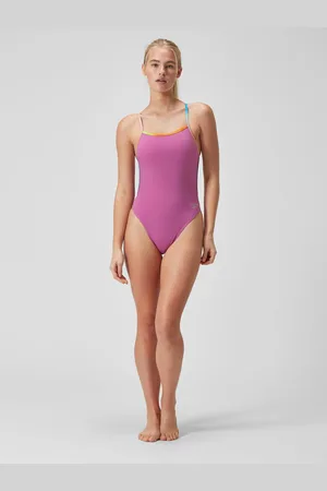 Speedo Pink Womens Solid V Back Swimsuit AU 14