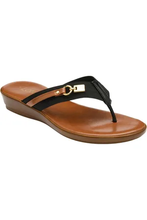 Lotus Black Low Wedge Toe Thong Sandals AU 9 (EU 41)
