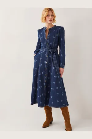 Monsoon Lulu Daisy Denim Midi Dress AU 14