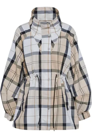 Barbour Cream Suri Checked Showerproof Jacket AU 8