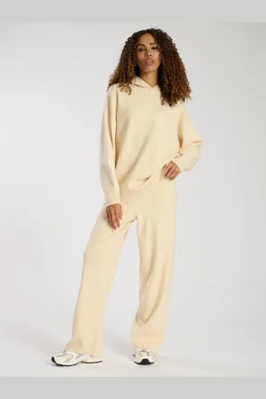 South Beach Cream Knitted Wide Leg Joggers M
