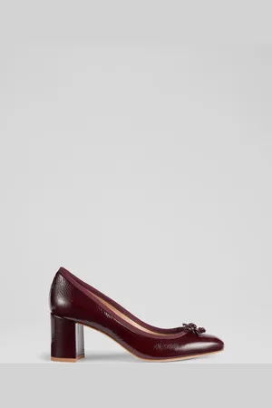 LK Bennett Juliette Bordeaux Crinkled Patent High Heel Grosgrain Ballerina Courts AU 9 (EU 40)