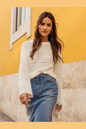 Threadbare White Pointelle Crochet Jumper AU 12