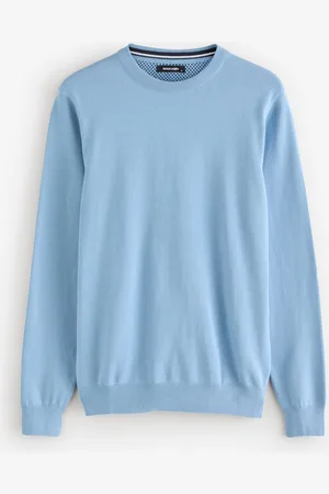 Remus Blue Tapered Fit 100% Cotton Crew Neck Jumper S