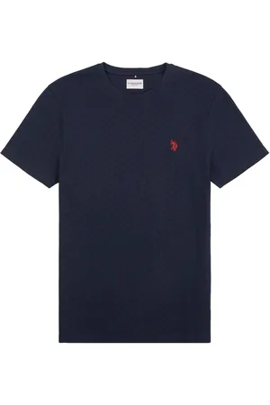 U.S. Polo Assn. U. S. Polo Assn. Blue Classic Fit Mens Check Texture 100% Cotton T-Shirt S