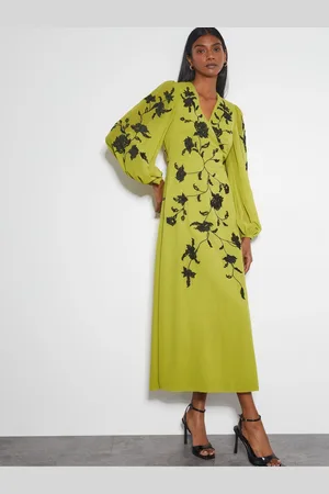Monsoon Willa Floral Print Embroidered Midi Wrap Dress AU 20