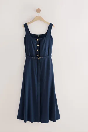 Next Belted Square Neck Midi Dress 18tall