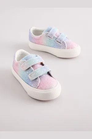Next Rainbow Glitter Standard Fit (F) Chunky Trainers With Touch Fastening AU 7 (EU 24)