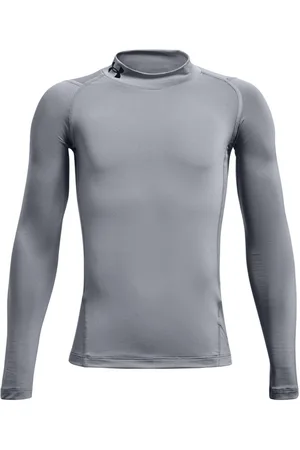Under Armour Cloud Grey Heat Geat Mock Neck Long Sleeve T-Shirt 9