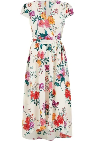 Yumi Flower Print Wrap Midi Dress AU 14