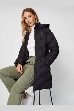 Threadbare Black Hooded Padded Mid Length Jacket AU 12