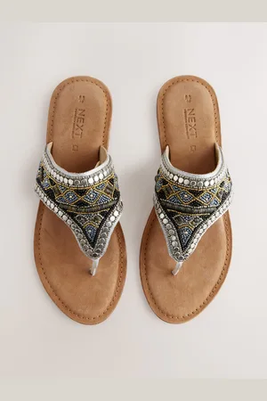 Next Metallic Standard/Wide Fit Forever Comfort Chunky Beaded Toe Thong Sandals AU 7 (EU 38)