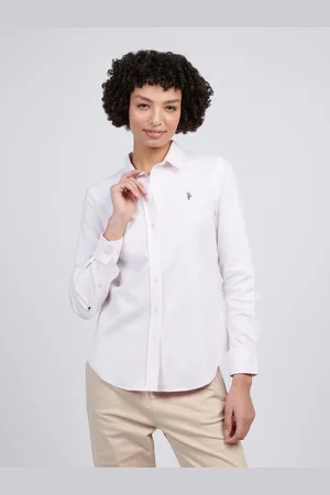 U.S. Polo Assn. U. S. Polo Assn Womens Stripe Stretch Classic Fit Oxford Shirt M