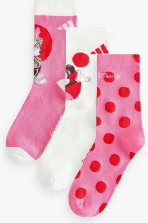 adidas Pink/White Little Kids Minnie Mouse Socks 3 Pack 12.5-1