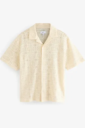 Next Short Sleeve Crochet Shirt with Cuban Collar xxxlarge