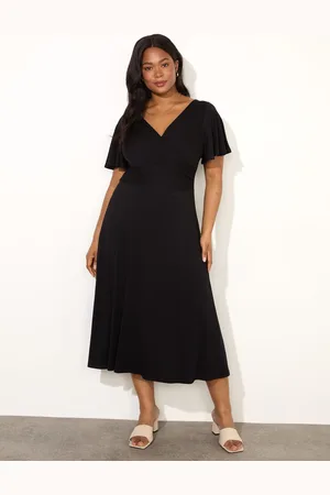 Live Unlimited London Curve Jersey Flutter Sleeve Wrap Dress AU 22