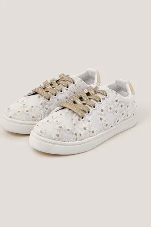 Monsoon Gold Floral Print Embroidered Trainers AU 12 (EU 30)