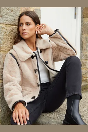 Threadbare Natural Faux Fur Toggle Coat 10
