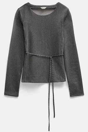 Hush Puppies Grey Tie Back Seamed Top L