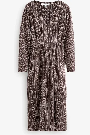 Next V-Neck Boho Belted Jersey Midi Shirt Dress AU 20 Tall