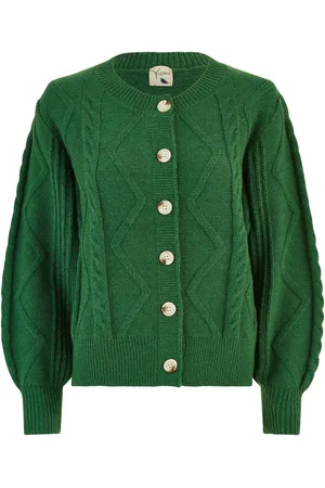 Yumi Green Chunky Cable Knit Cardigan L
