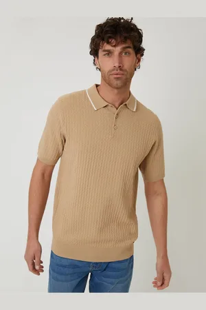 Threadbare Textured Front Tipping Collar Knitted Polo Shirt large