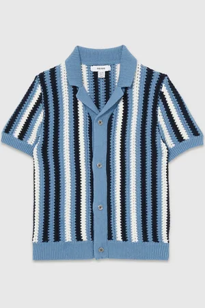 Reiss Carrington 3-9 yrs Cotton Crochet Stripe Cuban Shirt 7
