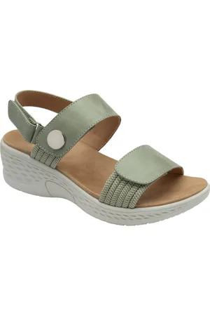 Dunlop Green Twin Strap Touch Fasten Wedge Sandals eu37uk4