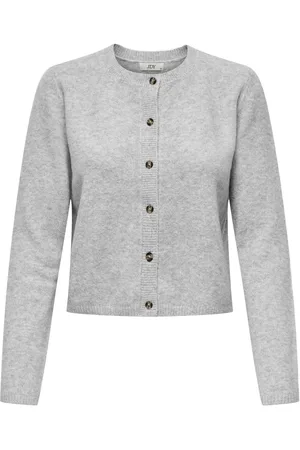 JDY Grey Crew Neck Knitted Cardigan AU 6
