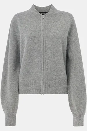 Whistles Grey Zip Front Bomber Knit Jumper M