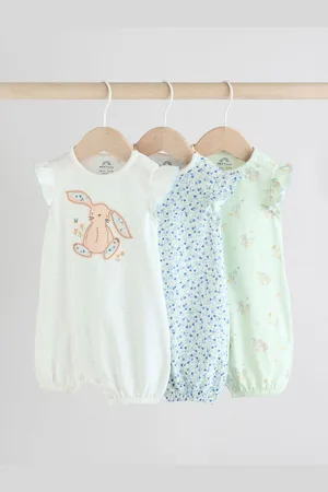 Next Multi Printed Floral Bunny Rompers 3 Pack 3