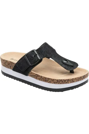 Dunlop Black Toe-Post Wedge Sandals AU 7 (EU 38)