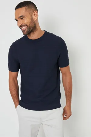 Threadbare Navy Textured Knitted T-Shirt XL
