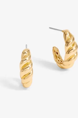 Jon Richard Gold Tone Mini Ridge Hoop Earrings One