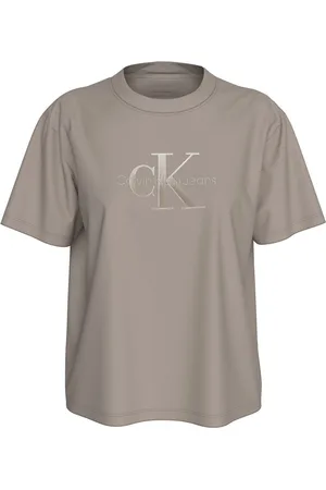 Calvin Klein Brown 100% Cotton Embroidered Monologo T-Shirt S