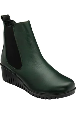 Lotus Green Leather Pull-On Wedge Boots AU 8 (EU 39)