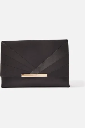 Accessorize Black Satin Fold Over Clutch Bag One