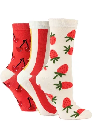 Wild Feet Red Novelty Jacquard Crew Socks 3 Pack One
