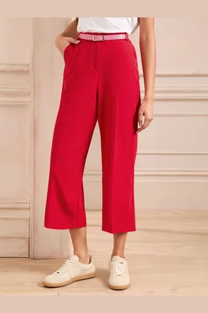 Love & Roses Red Cropped Pleat Front Eve Tailored Trousers AU 18
