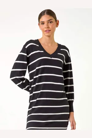 Roman Stripe Print Knitted Jumper Dress AU 12