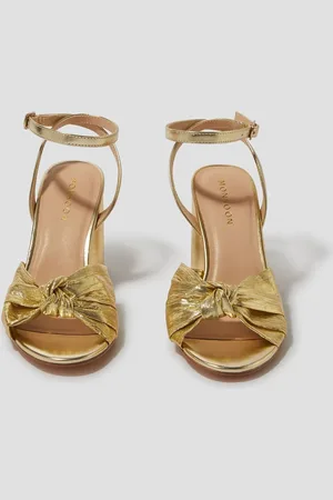 Monsoon Gold Metallic Twist Front Heeled Sandals AU 11 (EU 42)