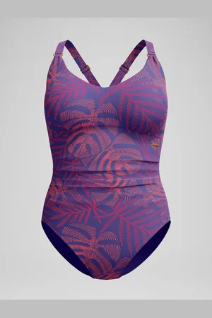 Speedo Blue Shaping Printed V-Neck Swimsuit AU 16