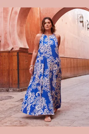 Live Unlimited London Curve Floral Print Halter Neck Midi Dress 16