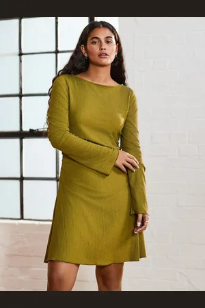 Next Long Sleeves Ruched Mini Dress AU 6