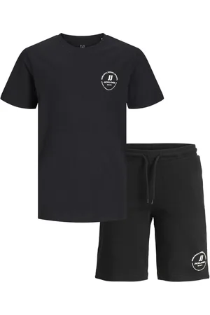 JACK & JONES Short Sleeve Black 100% Cotton T-Shirt & Shorts Set 158164cm