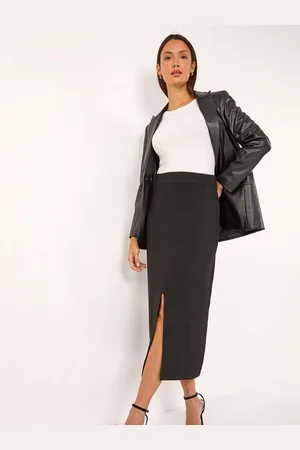 Roman Front Split Knitted Midi Skirt AU 14